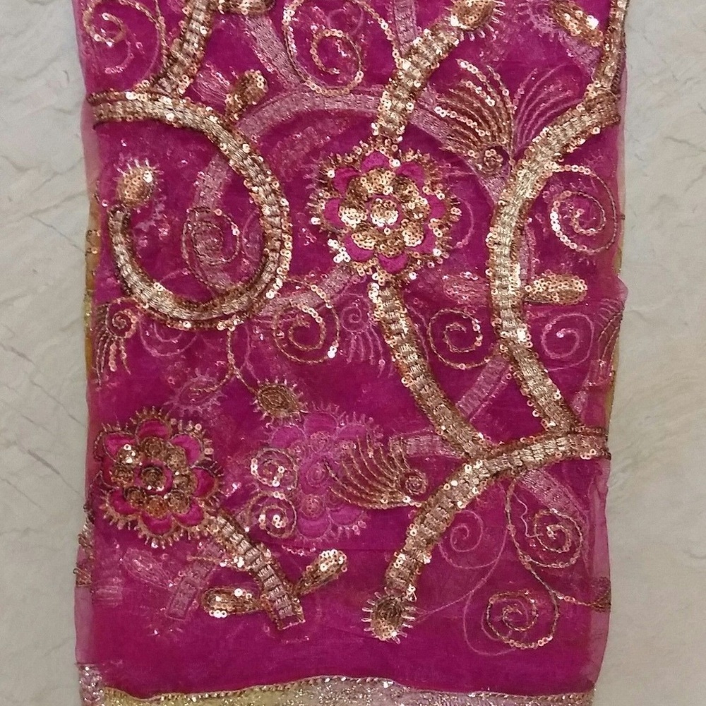 Indian Sequin Beaded Scarf Dupatta Wrap Stole